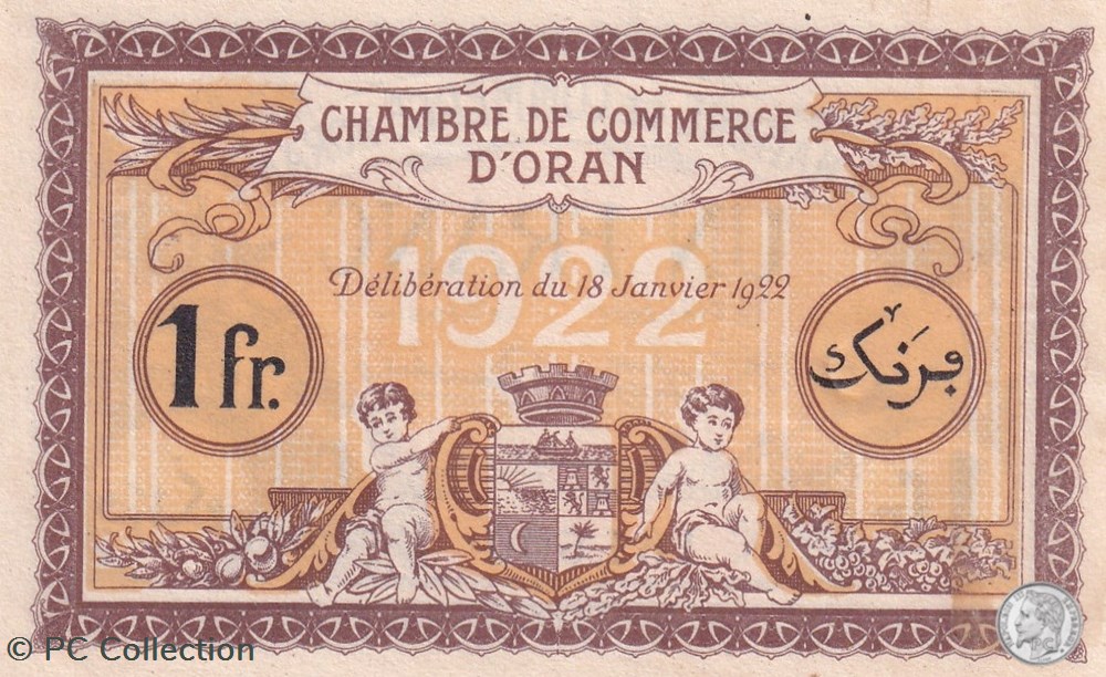 141-33- 18/1/1922 Oran 1 Franc Cdc billets afrique algerie 141 33 18 1 1922 oran 1 franc cdc