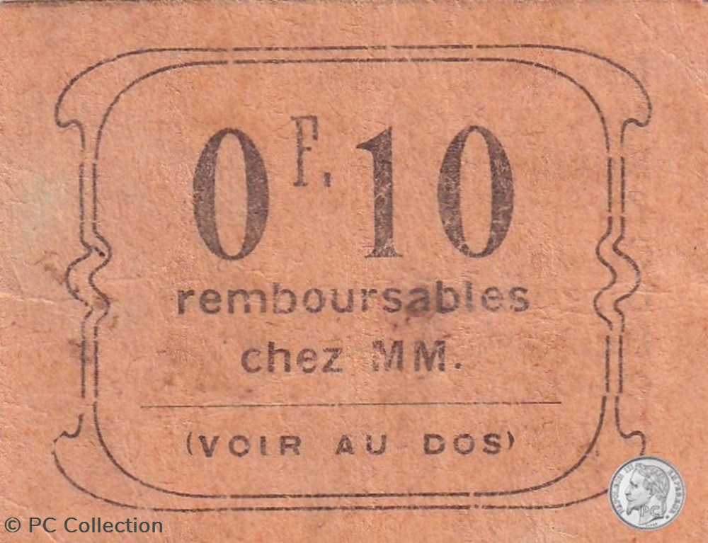 1914-1920 // ALGERIE // VILLE DE CONSTANTINE // DESSENS-GRANDS MAGASINS DU GLOBE // 10 Centimes billets afrique 1914 1920 algerie ville de constantine dessens grands magasins du globe 10 centimes