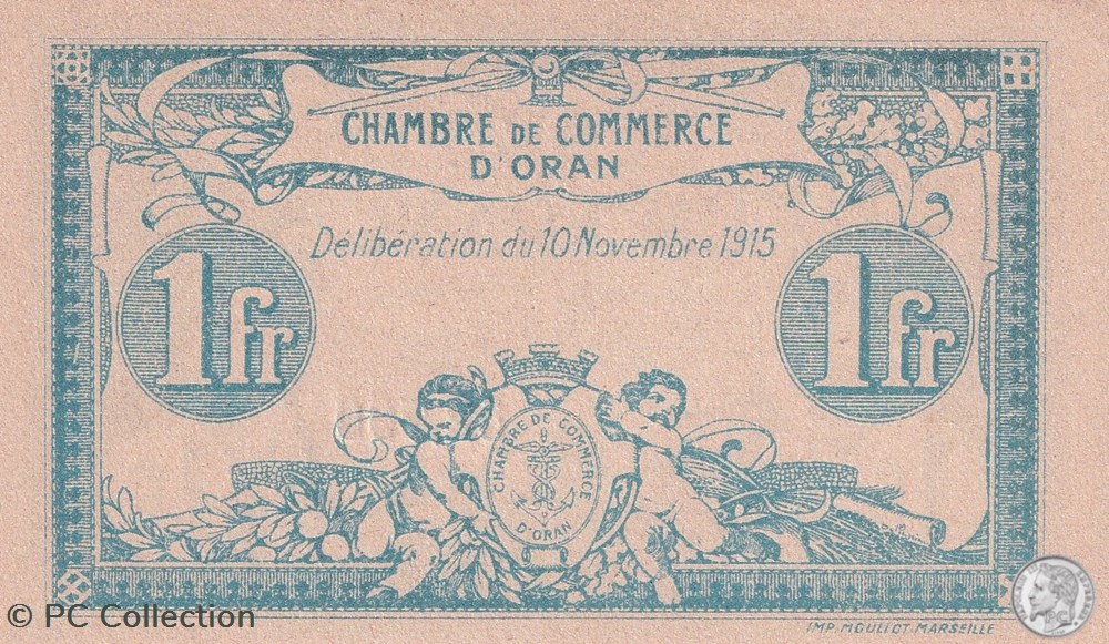 141-8-10/11/1915 Oran 1 Franc Série V Cdc billets afrique algerie 141 8 10 11 1915 oran 1 franc serie v cdc