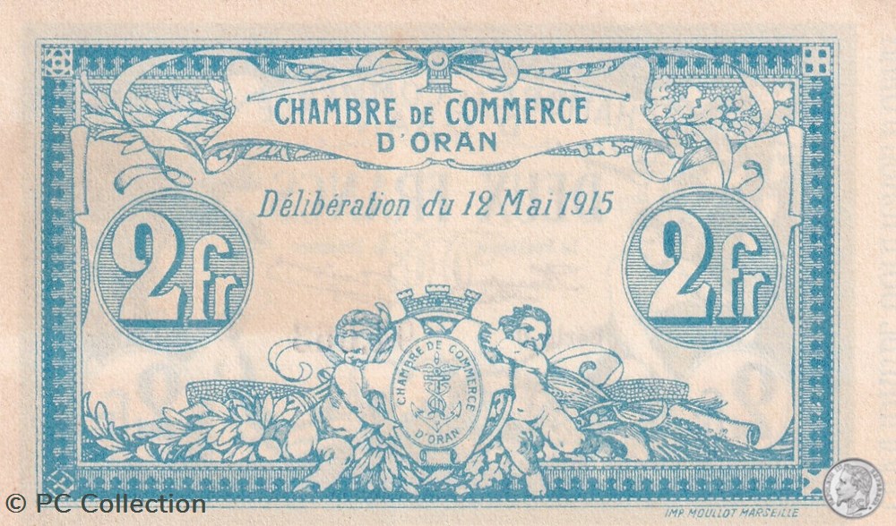141.3-12/5/1915 Oran 2 Francs Série D Cdc billets afrique algerie 141 3 12 5 1915 oran 2 francs serie d cdc