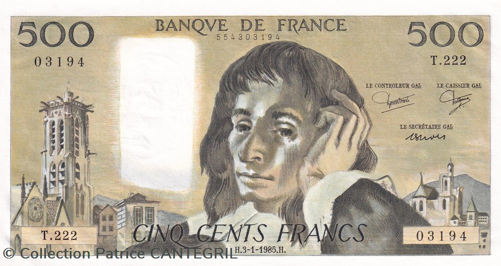 500 Francs Pascal 3.1.1985 T.222 Neuf billets europe france 500 francs pascal 3 1 1985 t 222 neuf
