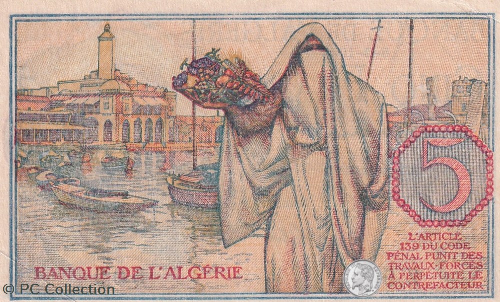 1944 Pick15a 5 F - Franc tunisien TTB billets afrique algerie 1944 pick15a 5 f franc tunisien ttb