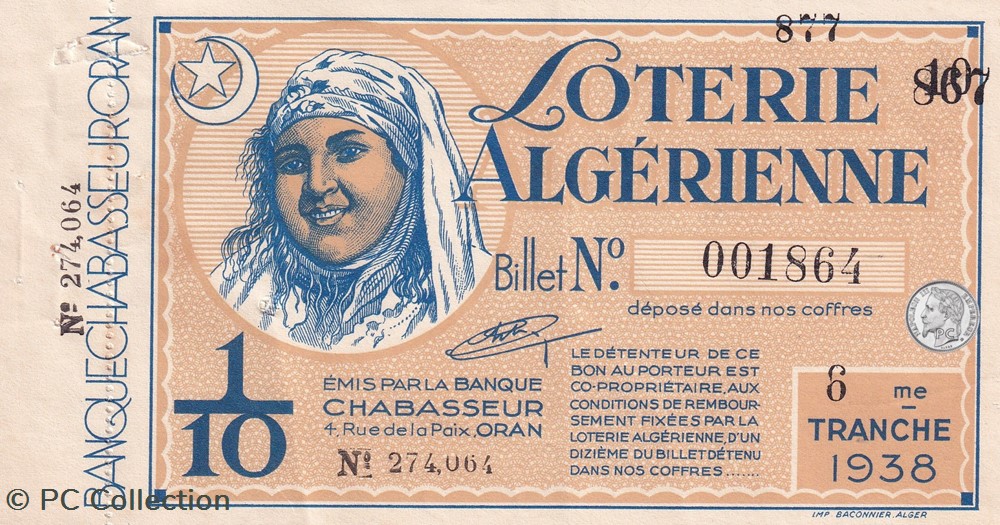 billets afrique algerie 1938 8eme tranche 1 10