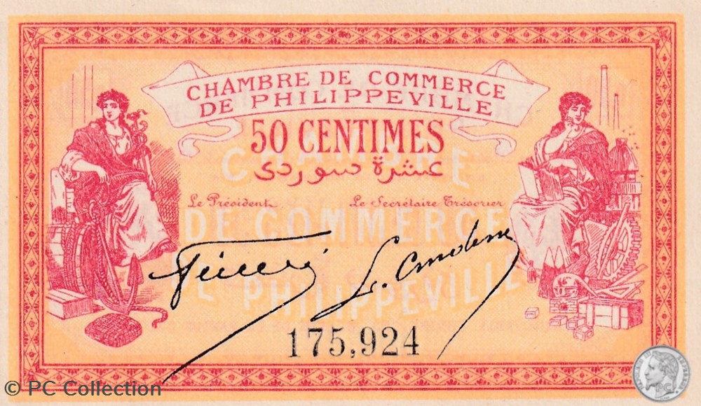 billets afrique algerie 142 3 10 11 1914 philippeville 50 centimes cdc
