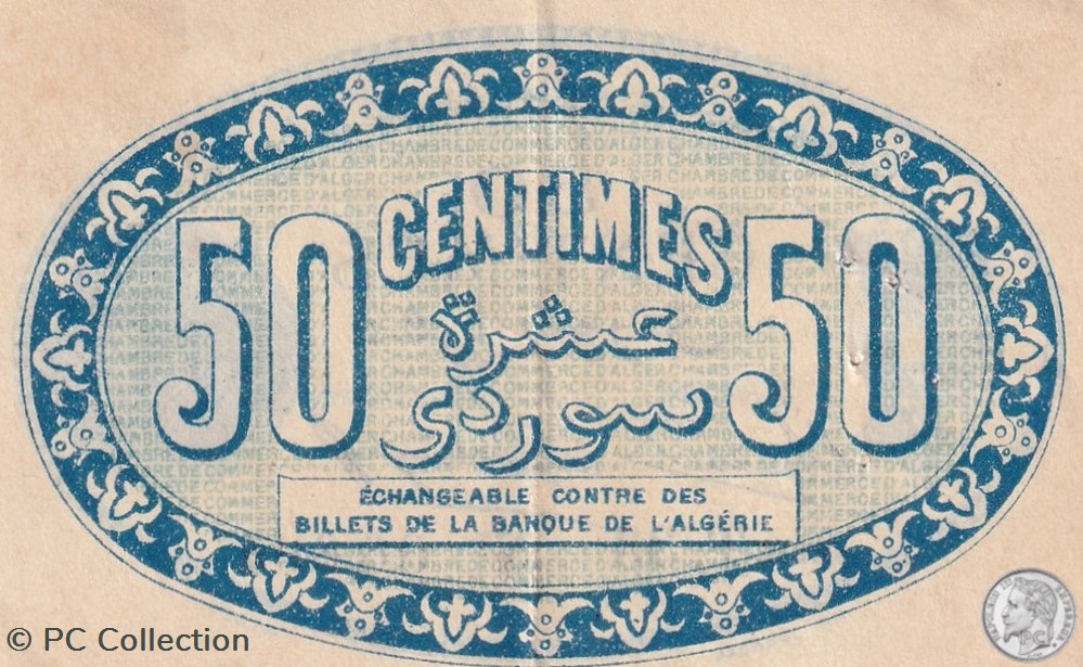 billets afrique algerie 137 8 13 1 1915 alger 50 cts cdc 8