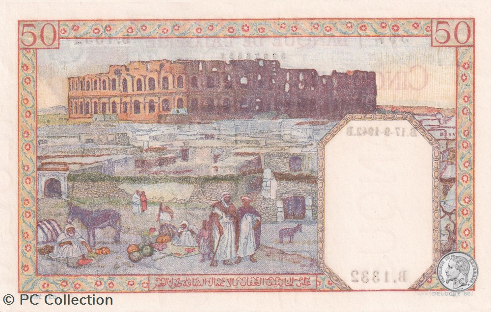 1942 Pick84 50 Franc algérien 597 Unc billets afrique 1942 pick84 50 franc algerien 597 unc