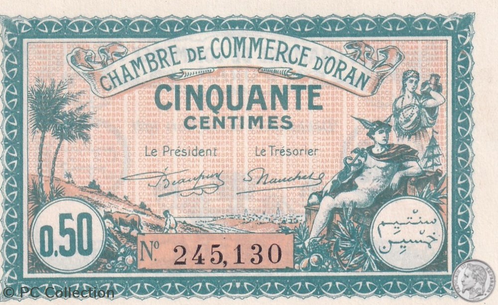 billets afrique algerie 141 25 25 03 1921 oran 50 cts cdc