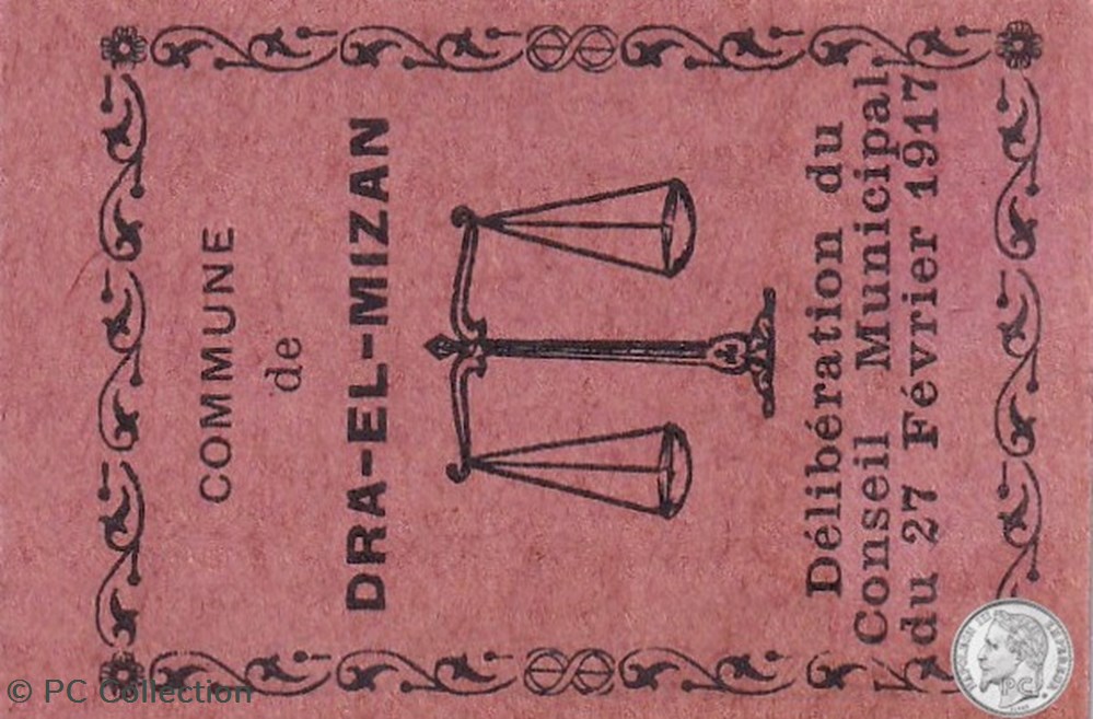 Dra -El-Mizan 2b 10 Centimes 1917 billets afrique algerie dra el mizan 2b 10 centimes 1917