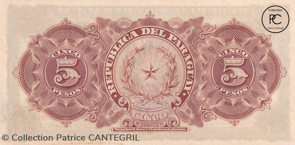 5 Pesos Banco de la República L. 26.12.1907 Spl Pick 156 billets amerique du sud paraguay 5 pesos banco de la republica l 26 12 1907 spl pick 156