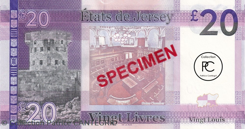 2010 Pick35s 20 £ - Livre de Jersey Spécimen Unc billets europe 2010 pick35s 20 livre de jersey specimen unc