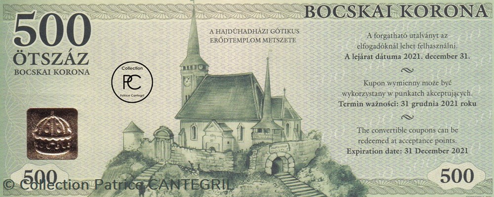 billets europe hongrie 2017 pick 01b 500 bocskai korona unc