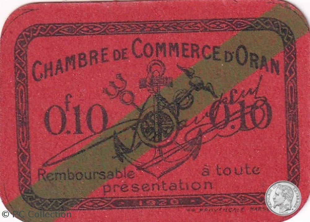 141-57-1920 Oran 10 Cts Cdc billets afrique algerie 141 57 1920 oran 10 cts cdc