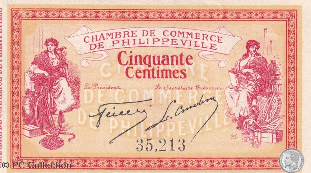 billets afrique algerie 142 1 10 11 1914 philippeville 50 centimes cdc