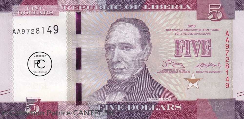 2016 Pick31a 5 $ - Dollar libérien Unc billets afrique liberia 2016 pick31a 5 dollar liberien unc