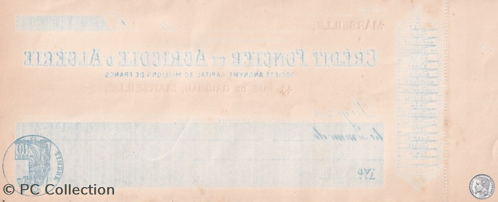 Algérie - Crédit Foncier et Agricole - 1910 - Neuf billets afrique algerie credit foncier et agricole 1910 neuf