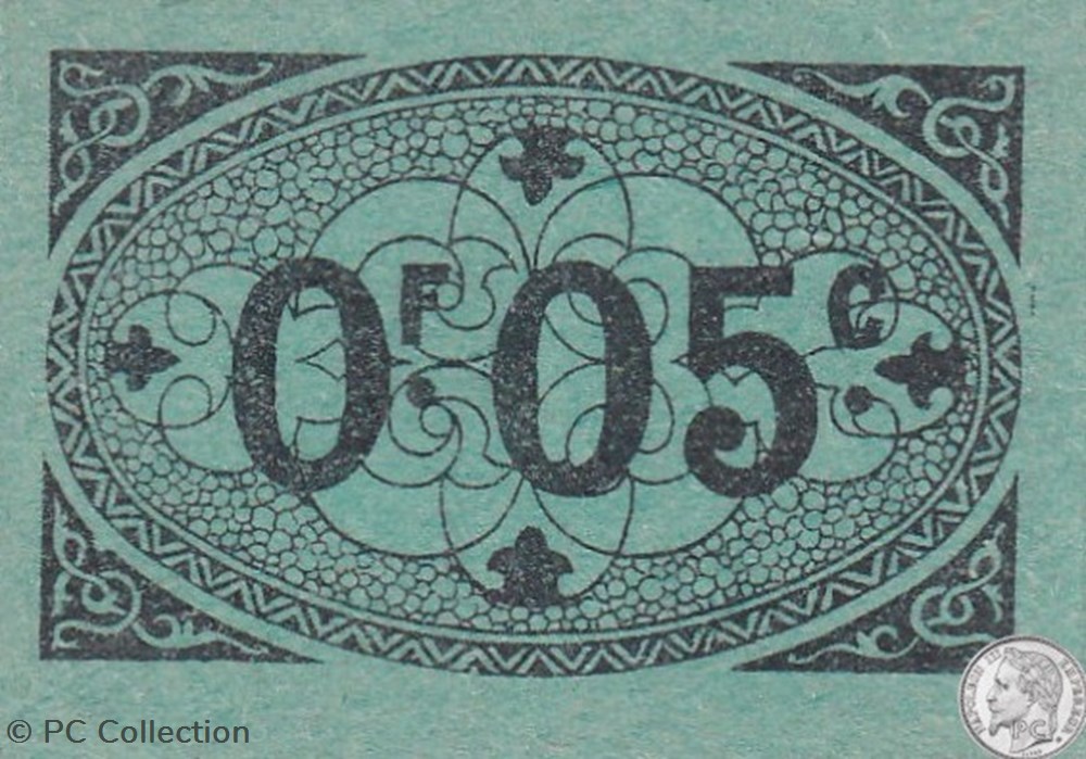 billets afrique algerie ville alger 9 3 1917 5 centimes vert vif 1