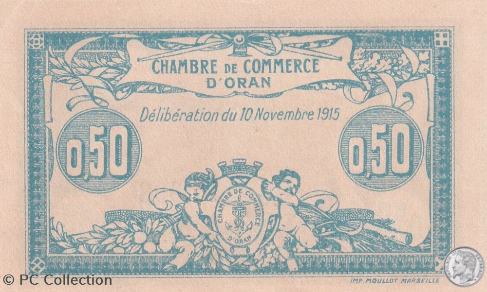 billets afrique algerie 141 4 10 11 1915 oran 50 cts serie ii cdc