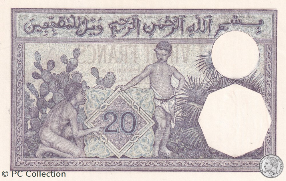 1927 Pick78b 253 20 Franc algérien Unc billets afrique 1927 pick78b 253 20 franc algerien unc