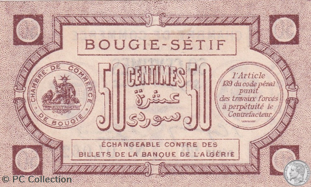 139-1- 17/4/1915 Bougie Sétif 50 cts Cdc Séries 26 billets afrique algerie 139 1 17 4 1915 bougie setif 50 cts cdc series 26
