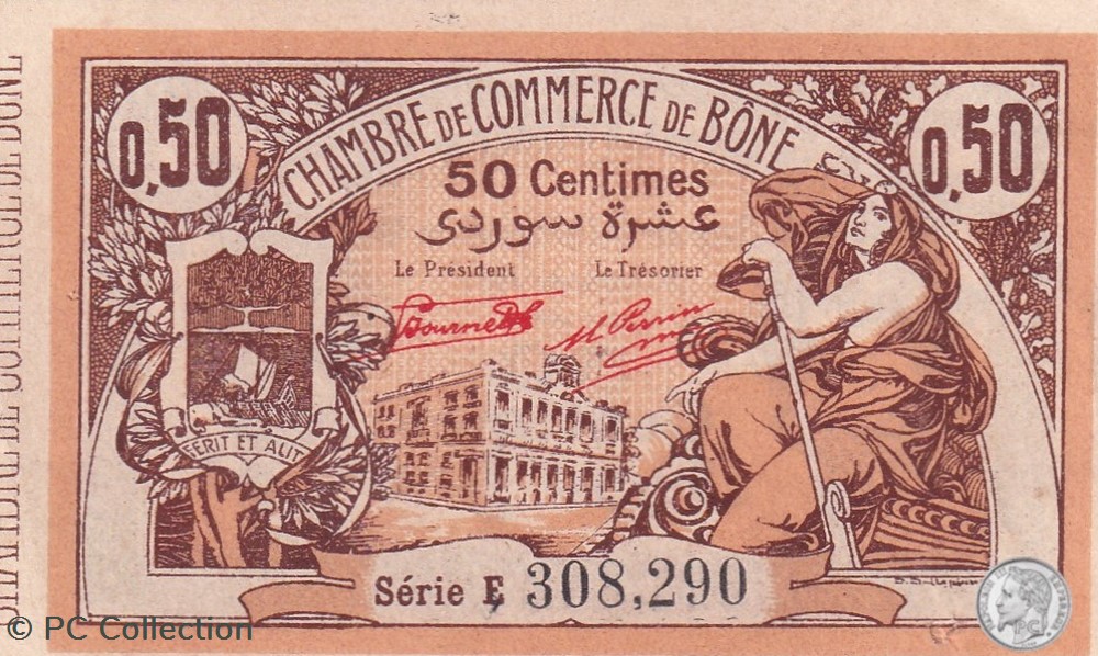 138-14- 5/1/1921 Bône 50 cts Cdc Séries E billets afrique algerie 138 14 5 1 1921 bone 50 cts cdc series e