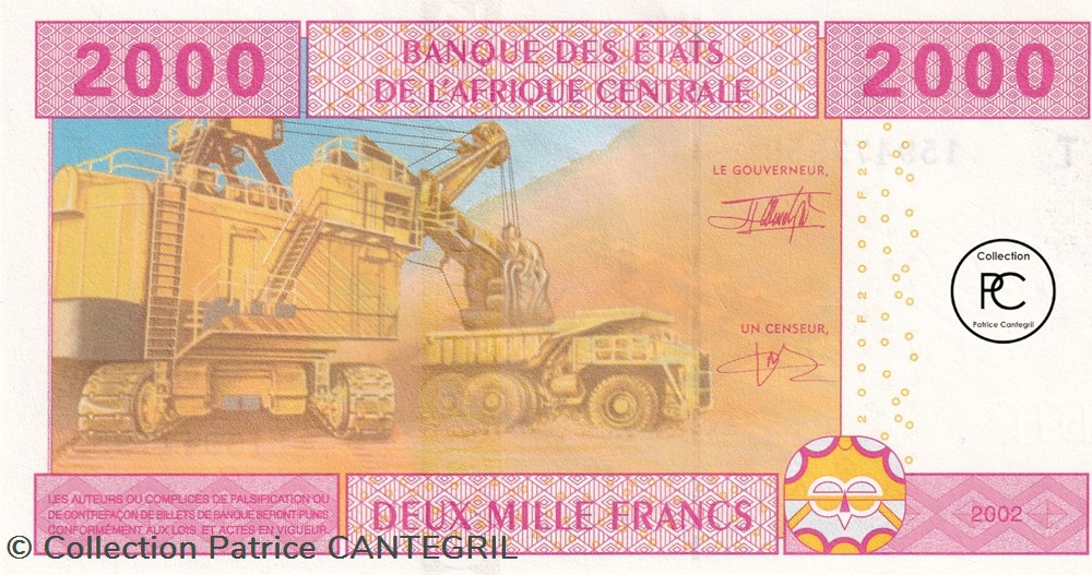 2002 Pick108 Ta 2 000 FCFA - Franc CFA centrafricain Unc billets afrique 2002 pick108 ta 2 000 fcfa franc cfa centrafricain unc