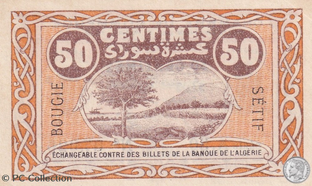 139-3- 9/3/1918 Bougie Sétif 50 cts Cdc Séries A.50 billets afrique algerie 139 3 9 3 1918 bougie setif 50 cts cdc series a 50