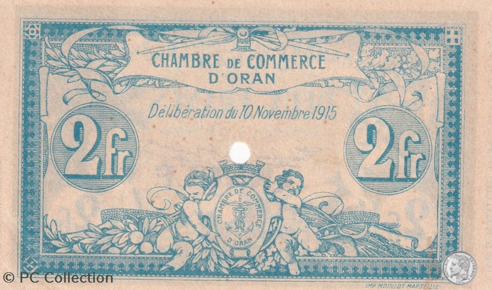 141-16 -10/11/1915 Oran 2 Franc annulé Cdc billets afrique algerie 141 16 10 11 1915 oran 2 franc annule cdc