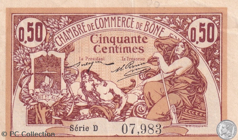 138-1- 18/5/1915 Bône 50 cts Cdc Séries D billets afrique algerie 138 1 18 5 1915 bone 50 cts cdc series d