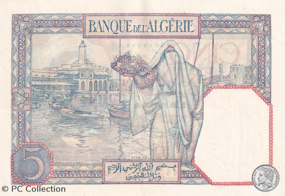 1928 Pick77a 5 Franc algérien 044 SPL billets afrique 1928 pick77a 5 franc algerien 044 spl