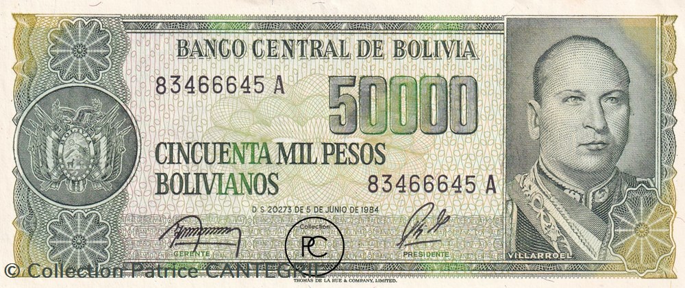 1984 Pick170a.2 50 000 B$ - Peso Bolivien Unc - Banknotes - South America