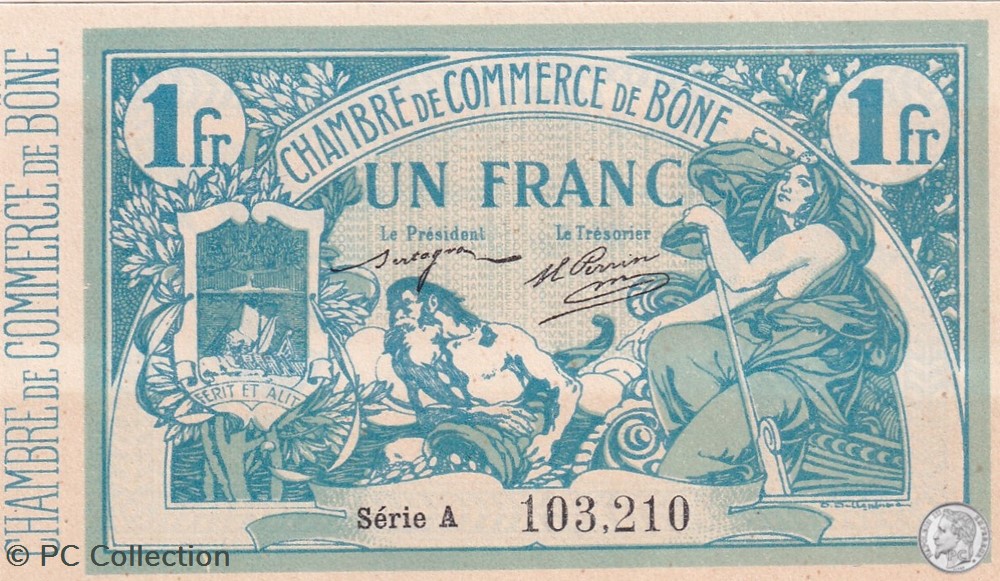 138-3- 18/5/1915 Bône 1 Franc Série A billets afrique algerie 138 3 18 5 1915 bone 1 franc serie a