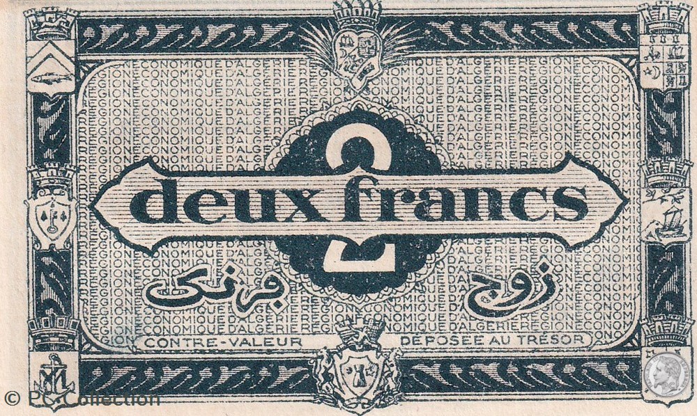 billets afrique 1944 pick102 g2 2 franc algerien unc