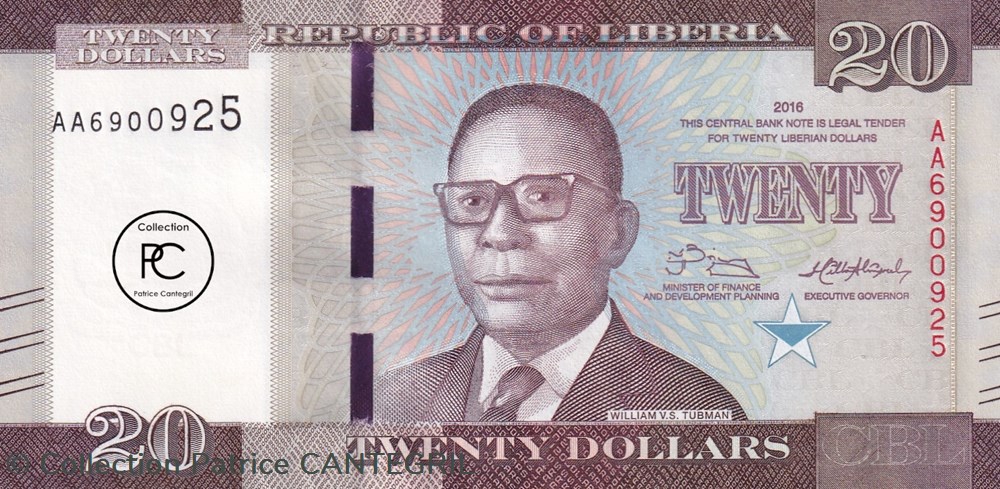 2016 Pick33a 20 $ - Dollar libérien Unc billets afrique liberia 2016 pick33a 20 dollar liberien unc
