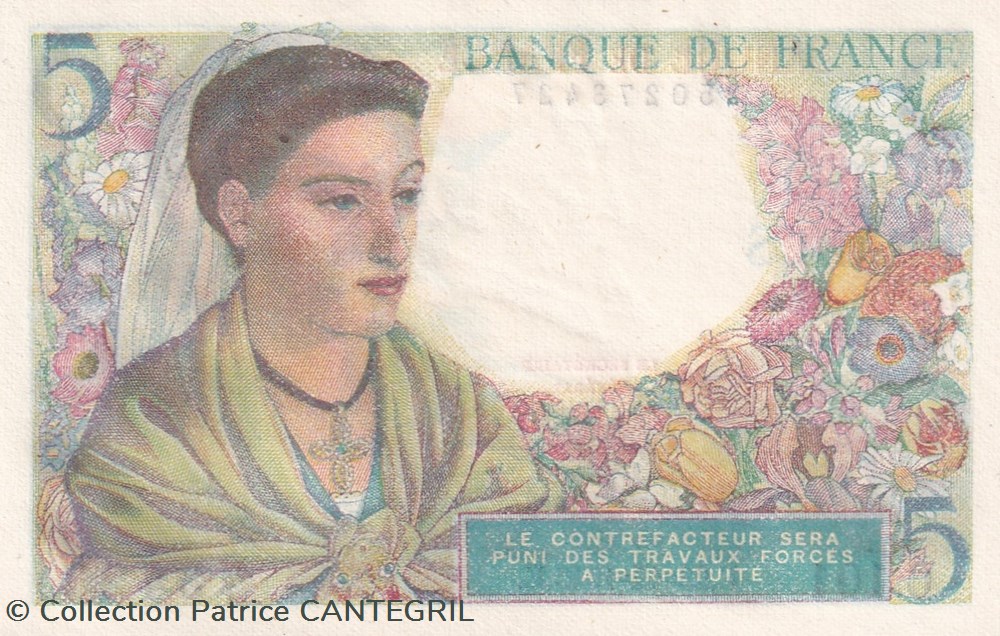 billets europe france 1943 pick 98 a 5 francs berger spl
