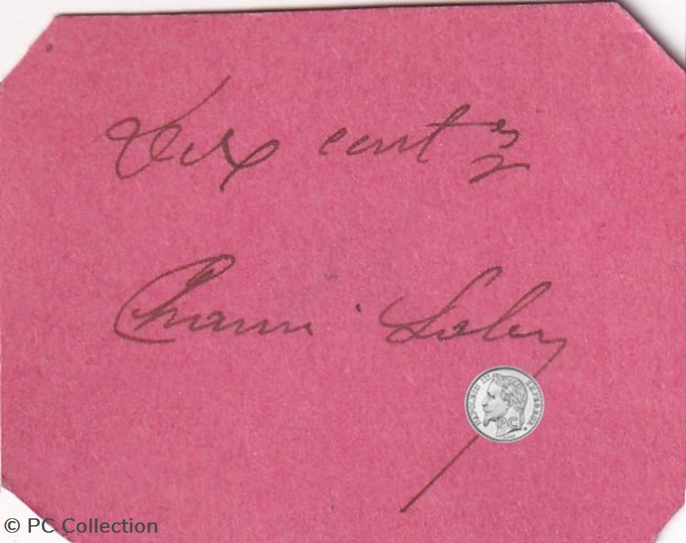 AZAZGA, CHAMI SALEM BEN AKLI 0,10(F) - 10 centimes carton rose billets afrique algerie azazga chami salem ben akli 0 10 f 10 centimes carton rose