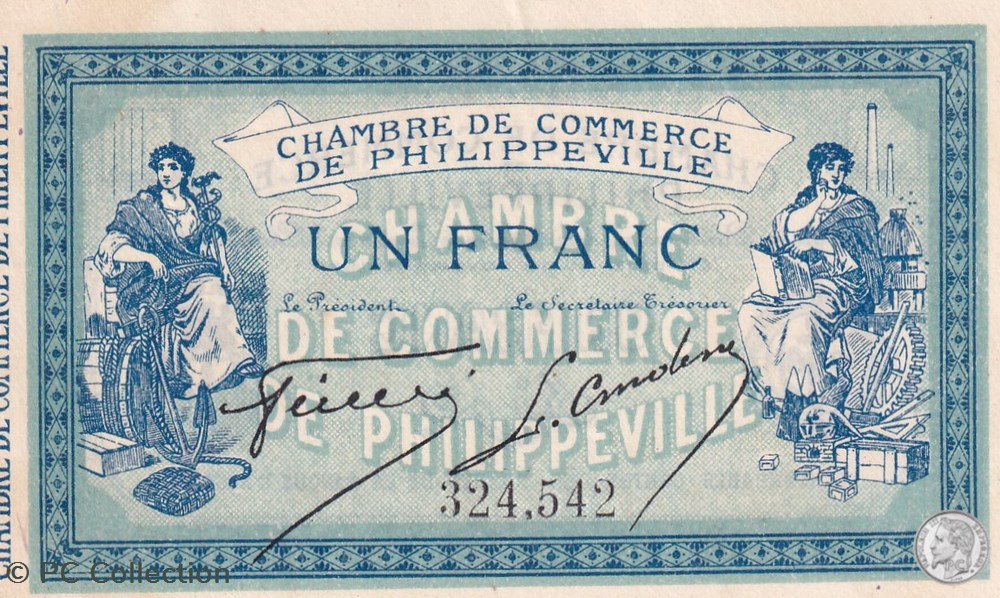 142-6- 10/11/1914 Philippeville 1 Franc Cdc billets afrique algerie 142 6 10 11 1914 philippeville 1 franc cdc