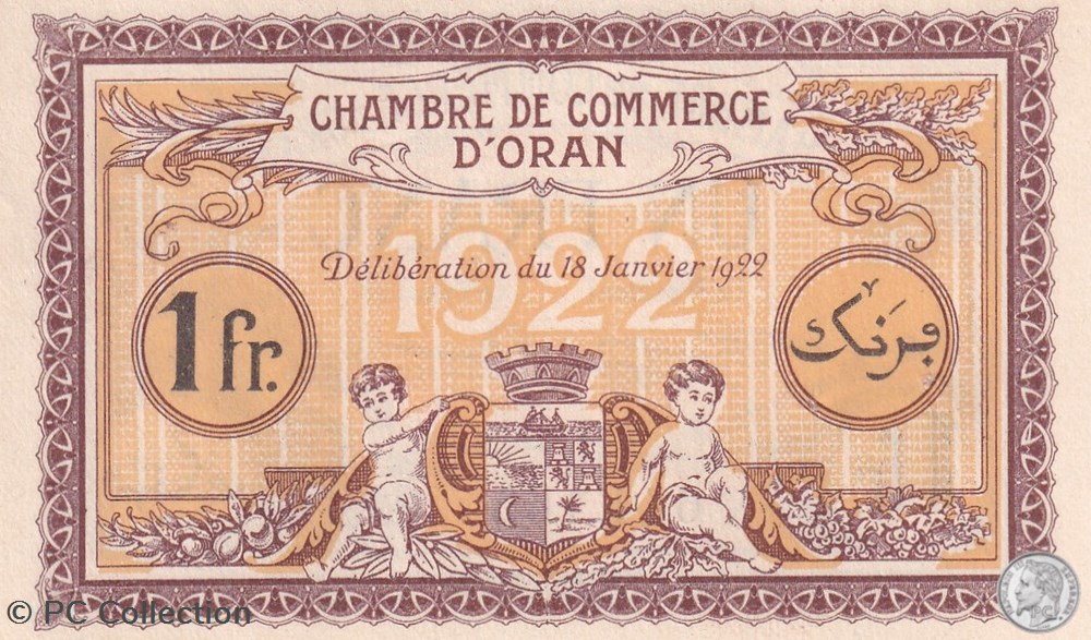 141-33- 18/1/1922 Oran 1 Franc Cdc billets afrique algerie 141 33 18 1 1922 oran 1 franc cdc
