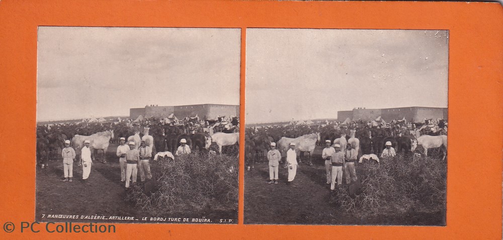 7-Manoeuvres d'Algérie artillerie le bordj turc de Bouira documents anciens chromos images 7 manoeuvres algerie artillerie le bordj turc de bouira