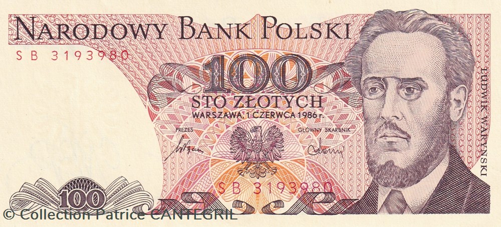 100 Złotych Narodowy Bank Polski 1986 Unc Pick 143e billets europe pologne 100 z otych narodowy bank polski 1986 unc pick 143e
