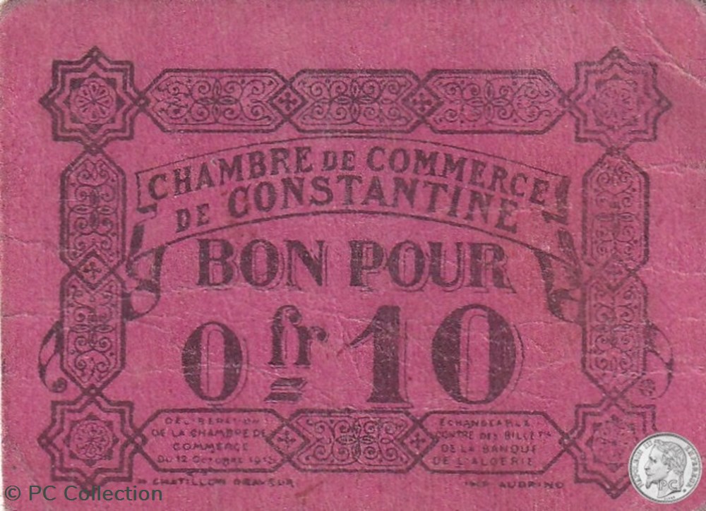 140-47-12/10/1915 Constantine 0,10 Centimes rare billets afrique algerie 140 47 12 10 1915 constantine 0 10 centimes rare