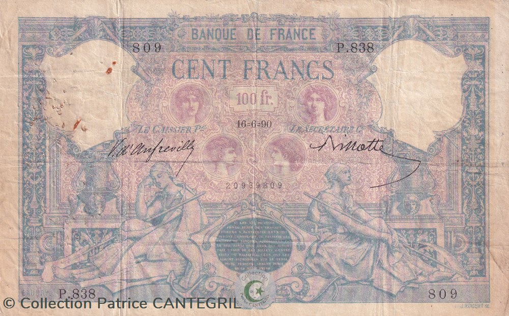 billets europe france 1890 pick65b 100 franc francais tb