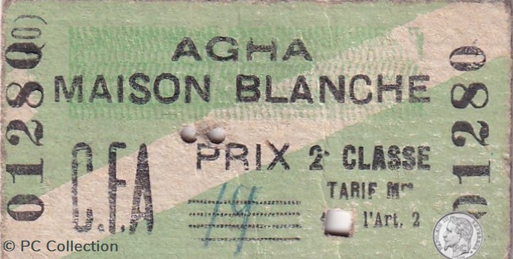 ALGÉRIE - Ticket de Tramway 3è Classe ( Militaires ) Agha/ Maison Blanche documents anciens titres transport algerie ticket de tramway 3e classe militaires agha maison blanche