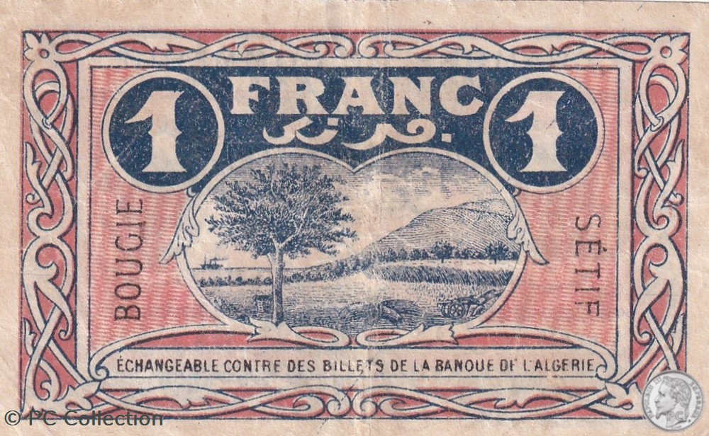 139-6- 9/3/1918 Bougie Sétif 1 Franc Cdc Séries A.103 billets afrique algerie 139 6 9 3 1918 bougie setif 1 franc cdc series a 103