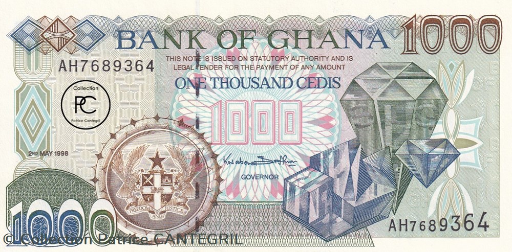 1998 Pick32c 1 000 GH₵ - Cedi ghanéen Unc billets afrique ghana 1998 pick32c 1 000 gh cedi ghaneen unc