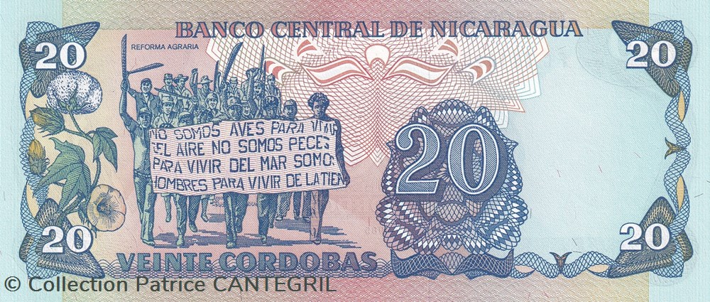 20 Córdobas Banco Central de Nicaragua 1985 Unc Pick 152 billets amerique centrale et caraibes 20 cordobas banco central de nicaragua 1985 unc pick 152
