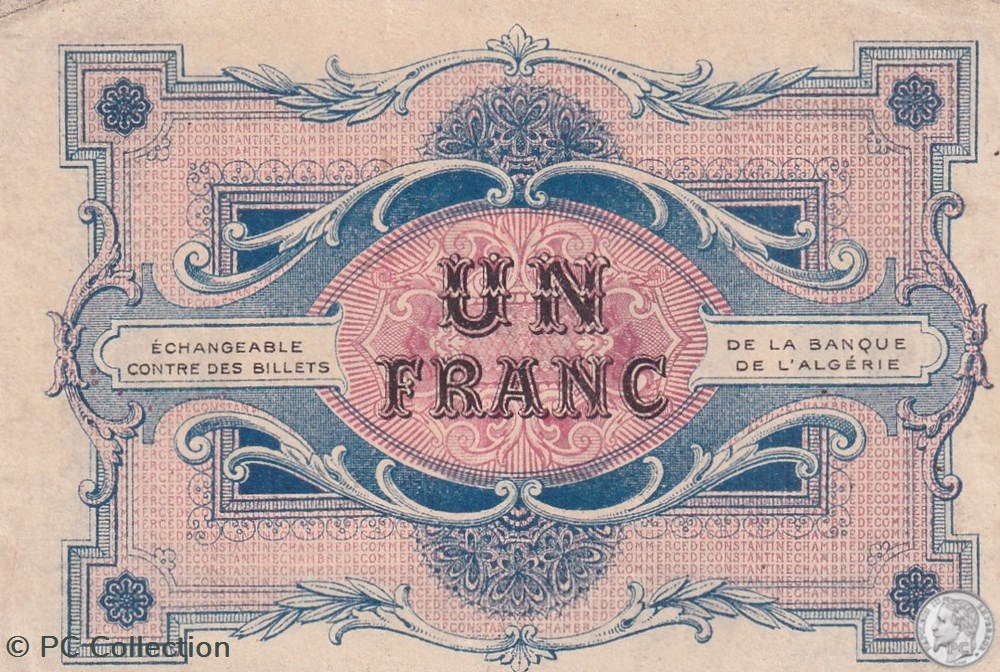 140-10- 7/11/1916 Constantine 1 Franc Cdc Séries 19 billets afrique algerie 140 10 7 11 1916 constantine 1 franc cdc series 19