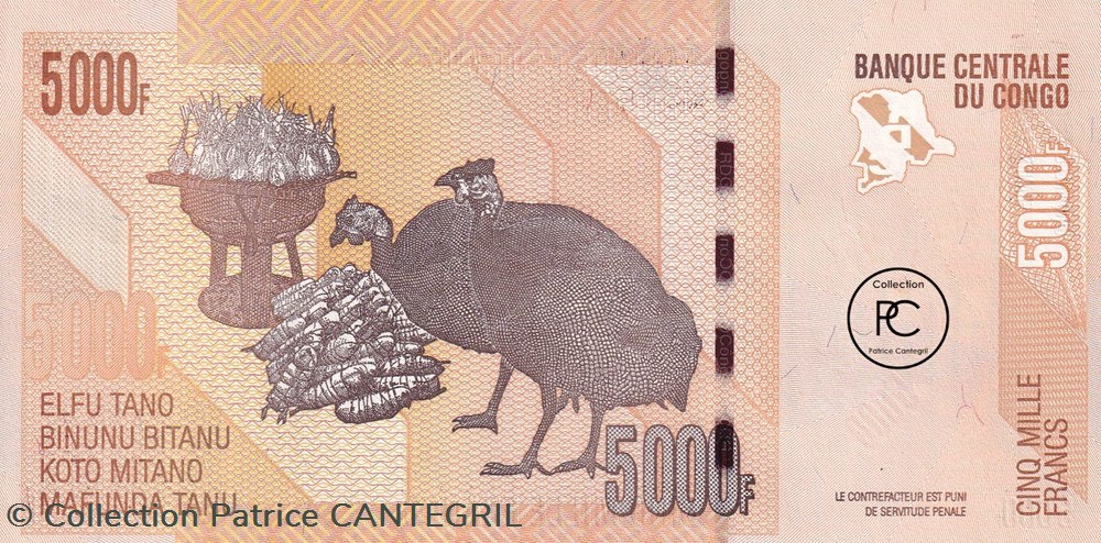 Trés Rare 2005 Pick102ax 5 000 FC - Franc congolais sans numero de serie Unc billets afrique republique du tres rare 2005 pick102ax 5 000 fc franc congolais sans numero de serie unc