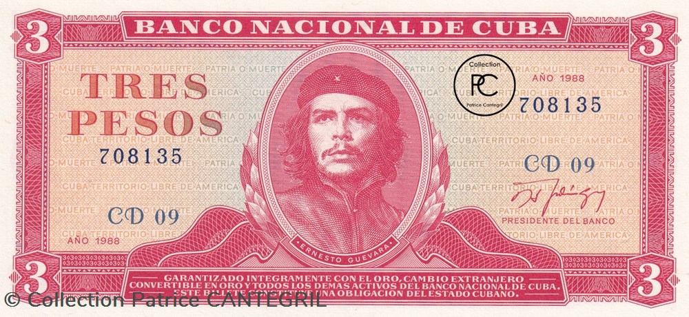 1988 Pick107b.1 3 $MN - Peso cubain Unc billets amerique centrale et caraibes 1988 pick107b 1 3 mn peso cubain unc