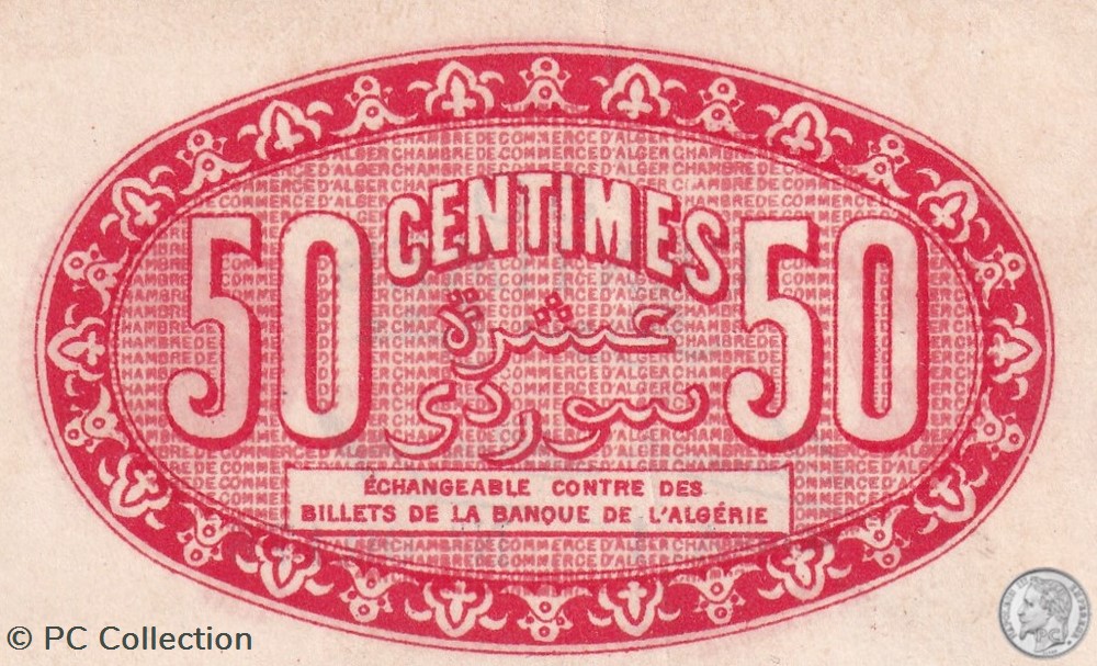 137-13-13/7/1920 Alger 50 cts Cdc. (2) billets afrique algerie 137 13 13 7 1920 alger 50 cts cdc 2