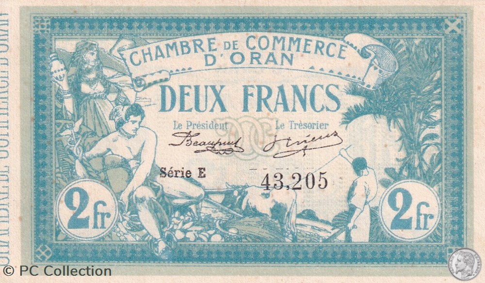 141.3-12/5/1915 Oran 2 Francs Série E Cdc billets afrique algerie 141 3 12 5 1915 oran 2 francs serie e cdc